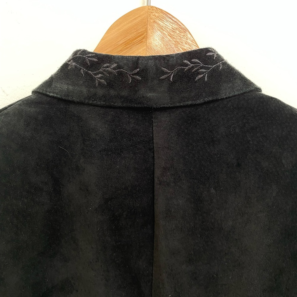 Danier Black Suede Embroidered Women's Blazer Jacket - Picture 9 of 13